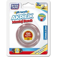 Mi-Ça Home Seffaf Çift Tarafli Akrilik Montaj Bandi, 24 mm x 2 M, Kirmizi