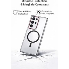 Mi-Ça Home Manyetik Şarj Kılıf Şeffaf Darbe Emici Magsafe ile Uyumlu Kamera Korumalı Telefon Kılıfı Galaxy S24 Ultra ile Uyumlu Güçlendirilmiş Şeffaf