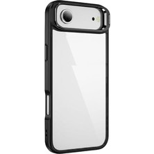Mi-Ça Home 17/17 Air / 17 Pro / 17 Pro Max Metal Lens Koruma Standlı Şeffaf Telefon Kılıfı + Lens Koruyucu – Darbe Emici, Şok Dayanıklı, Kaymaz Tpu + Akrilik Kapak (Siyah, 17 Air)