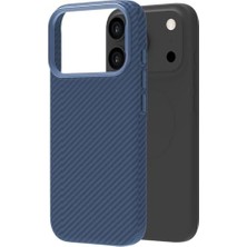 Mi-Ça Home Labs 17 Pro Max ile Uyumlu Kablosuz Şarj Uyumlu Destekli Kevlook Kılıf Darbe Önleyici, Tam Koruma (Mavi)