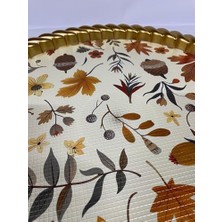 Mi-Ça Home Lüks Dekoratif Plastik Tepsi Altın Çerçeve 46X46 Desenli