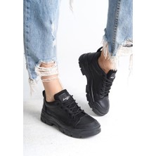 Jane Bağcıklı Ortopedik Taban Kadın Sneaker Spor Ayakkabı  Cst - Siyah