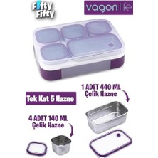 Mi-Ça Home Vagonlife Lunch Box 1000 ml (Sızdırmaz,karışmaz 5 Hazneli) Yeni Nesil Sefer Tası -FFLBOX40097