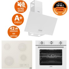 Afm Tech ve Ferre Marka /luca Sessiz Elektrik Vitro. Beyaz Ankastre Set (D087-SA + V6-05 + FM7601 )