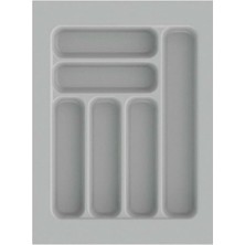 Mi-Ça Home Mutfak Çekmece Içi Kaşıklık | 40-49 cm Derinlik Ayarlanabilir | Gri & Antrasit Çekmece Düzenleyici | Kaşık Çatal Bıçak Organizer | Kaymaz Taban (Gri, 37 cm x 49 Cm)