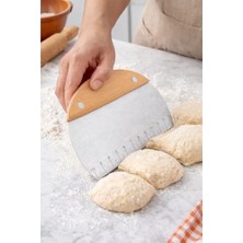 Mi-Ça Home Çelik Oval Ahşap Saplı Hamur Kesici Spatula, Kahverengi