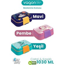 Mi-Ça Home 1030 ml Tek Kat 4 Bölme Çocuk Beslenme Kutusu Çatal/kaşık -FFB1262