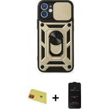 Marsilyan™- iPhone 11 Kılıf Ahenk Klasik - Siyah 6d Antistatik Mat Seramik Hayalet Nano Ekran Koruyucu + Kırmızı Rainbow Kamera Lens Koruma Cam