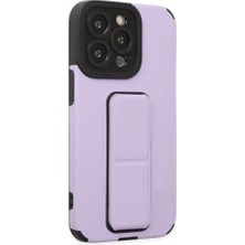 Mi-Ça Home 14 Pro Max Uyumlu Standlı Silikon Kılıf Lila – Entegre Standlı, Darbe Emici, Kamera & Ekran Korumalı, Yumuşak Esnek Telefon Kılıfı