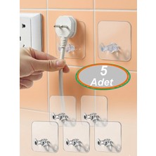 Neler Geldi Neler 5 Adet Şeffaf Kendinden Yapışkanlı Kablo Fiş Askısı Priz Askısi Duzenleyici Traş Bıcağı Banyo Askısı