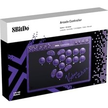 Mi-Ça Home 8bitdo All Button Arcade Stick Transparent Purple Edition Bluetooth Kablosuz Switch Için, Pc, Macos, Steam & Raspberry Pi Uyumlu