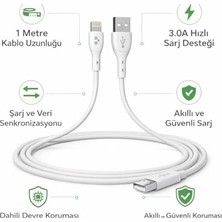 Mi-Ça Home Lightning Uyumlu 1 Metre Şarj Kablosu | 3.0A Hızlı Şarj ve Veri Senkronizasyonu | Akıllı Devre Korumalı, Günlük Kullanıma Dayanıklı Tasarım