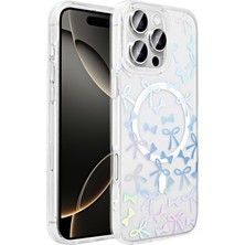 Mi-Ça Home 16 Pro Max ile Uyumlu Kılıf M-Safe Şarj Özellikli Şeffaf Folk Sert Kapak - Fiyonk