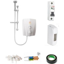 Feyza Design Elektrikli Şofben V1200, 3mt Kablolu Tam Set, Montaj Hariç, Güçlü ve Güvenilir