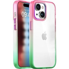 Mi-Ça Home Labs 15 ile Uyumlu Air Bumper Kılıf Darbe Önleyici Arkası Şeffaf Gökkuşağı Kapak (Pembe - Yeşil)