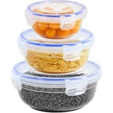 Mi-Ça Home Dünya Plastik 3'lü Contalı Yuvarlak Saklama SET(400,800,1350 Ml)