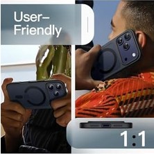 Mi-Ça Home - 17 Pro ile Uyumlu Kılıf Kamera Çıkıntılı ile Uyumlu Şarj Destekli Hassas Butonlu Yumuşak Mat Kapak - Lacivert