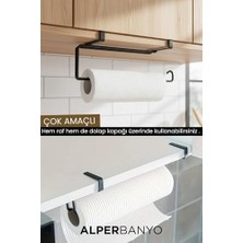 Mi-Ça Home Alper Banyo Siyah Modern Dolap Kapağı ve Raf Altı Kağıt Havluluk Mutfak Organizeri | Delmeden, Kolay Montaj