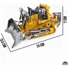 Mi-Ça Home Oyuncak 2.4ghz Uzaktan Kumandalı Işıklı Metal Alaşım Hareketli Kepçeli Paletli Buldozer Iş Makinesi
