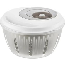 Mi-Ça Home Eynel Pratik Salata Kurutucu, Sebze Yeşillik Marul Yıkama ve Kurutma Kabı Leğen Şeklinde Çevirmeli (Beyaz-Gri)