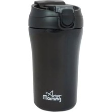 Mi-Ça Home Any Morning 400 ml Paslanmaz Çelik Termos Mug, Çift Işlevli Sızdırmaz Kapaklı, Siyah SI232021