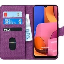 Mi-Ça Home Galaxy A20S Için Kılıf Fabric Book Wallet Mor [galaxy A20S ile Uyumlu Kılıf - Mor]