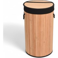 Mi-Ça Home Deconox El Yapımı Hasır Katlanır Çamaşır Sepeti Yuvarlak 55 Litre (35CM*35CM*61CM), Doğal Malzemeden Üretilmiş Çamaşırlık (Natural)