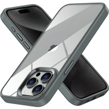 Mi-Ça Home 15 Pro Için Hybrid Serisi Arkası Kristal Şeffaf Polikarbonat Kenarları Silikon Kamera Lens Çerçevesi ve Tuşları Metal Yüksek Kalite Şeffaf Silikon Kılıf (Titanyum Gri, Klasik)