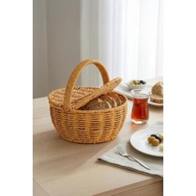 Mi-Ça Home Digithome Yuvarlak Hasır Rattan Mini Kulplu Organizer Sepet - BB6068