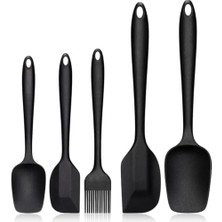 Mi-Ça Home Promosyonca 5 Parça Silikon Spatula ve Fırça Seti, Siyah