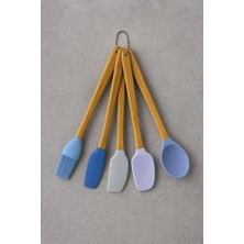Mi-Ça Home Smartizi 5'li Mini Silikon Uçlu Bambu Saplı Mutfak Spatula Seti - Yanmaz Yapışmaz Karıştırıcı, Fırça ve Hamur Kaşığı
