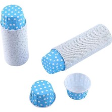 Mi-Ça Home Kullan At Market KM-PKU-0215 Puantiyeli Muffin Kek Kapsülü 25'li, Bebek Mavisi