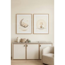 Tontilika Tatlı Rüyalar ve Uyuyan Ayıcık Temalı 2’li Ahşap Çerçeveli Tablo Seti