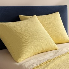 HB&Victory %100 Pamuk 4 Katlı Müslin Limon Sarısı Renk 2 Adet Yastık Kılıfı 50X70 cm