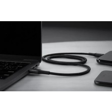 Mi-Ça Home Wahoo Type C-C Örgülü 60WATT Pd Hızlı Şarj Kablosu, 15/16/17 ve Andoid Için (Siyah/ Metal) (100 Cm)