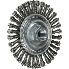 Mi-Ça Home 82186 Power Knot Tekerlek Fırçası Stringer Boncuk Bükümlü, Dişli Delik, Karbon Çelik Kıllar, 10,16 cm Çap, 0,06 cm Tel Boyutu, 5/8-11 Dişli, 2000 Maksimum Rpm, 32 Düğüm