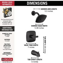 Mi-Ça Home Modern 14 Serisi Mat Siyah Duş Bataryası, Küvet ve Duş Döşeme Seti, Tek Sprey Dokunma Temiz Siyah Duş Başlığı, Mat Siyah T144339-BL-PP (Valf Dahil Değildir)