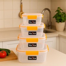 Mi-Ça Home 4’lü Kilitli Saklama Kabı Seti – Sızdırmaz Kapaklı, Farklı Boy ve Renklerde, Bpa Içermez, Plastik Gıda Saklama Kutusu (2150 Ml- 1300 ml - 700 ml - 300 Ml) (Haki)