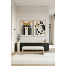 Tontilika Minimalist Geometrik Kemerler 2’li Ahşap Çerçeveli Tablo Seti