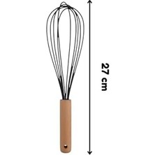 Mi-Ça Home Ahşap Saplı Silikon Mutfak Hazırlık Çırpıcısı, Siyah, 27 Cm, 1 Adet