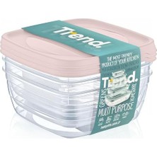 Mi-Ça Home Hobby Life Trend 3'lü Kare Saklama Seti – Geniş Hacimli, Istiflenebilir Modern Mutfak Düzenleyici (Pudra)