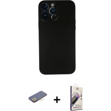 İlk El Grup Ieg™ iPhone 13 Pro Max Kılıf Yadigar Yansıma Serisi - Siyah Bilvis 3D Mat Cam Ekran Koruyucu + Sarı Renkli Kamera Lens Koruma Cam