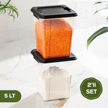 Mi-Ça Home Porsima 4379 2li Mega Boy Hava Geçirmez Deterjan Saklama Kabı Erzak Saklama Kabı Seti Gri 5lt