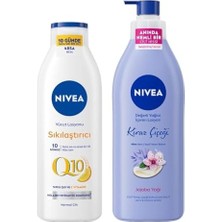 Mi-Ça Home Q10 Sıkılaştırıcı C Vitamini Vücut Losyonu 250ML ve Kiraz Çiçeği Nemlendirici Vücut Losyonu 400ML