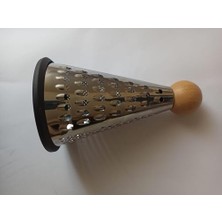 Mi-Ça Home Çelik Rende, Ahşap Tepeli Konik Paslanmaz – Çok Amaçlı, Kaymaz Tabanlı, Dayanıklı Mutfak Rendesi