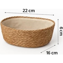 Mi-Ça Home Deconox El Yapımı Hasır Ekmek Sepeti, Yıkanabilir Bez Astarlı Çok Amaçlı Oval Sunum ve Dekoratif Saklama Sepeti, Ekmeklik (22X16X8 Cm)