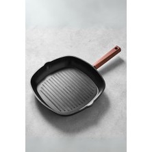 Mi-Ça Home Hisar Oslo Granit Grill Tava 28 cm Ahşap