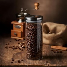 Mi-Ça Home Deconox 1000ML Vakumlu Metal Kapaklı Borosilikat Cam Kavanoz (8.5CM*20CM) 1 Adet