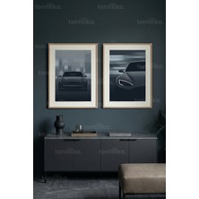 Tontilika Modern Otomobil Sanatı 2’li Ahşap Çerçeveli Tablo Seti