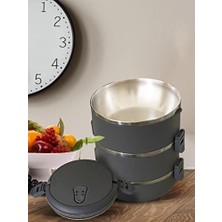 Mi-Ça Home Davet Freshbox Füme 3 Katlı Sızdırmaz Yemek Termosu Sefer Tası (Özel Seri, Özel Renk) 1.8 Litre